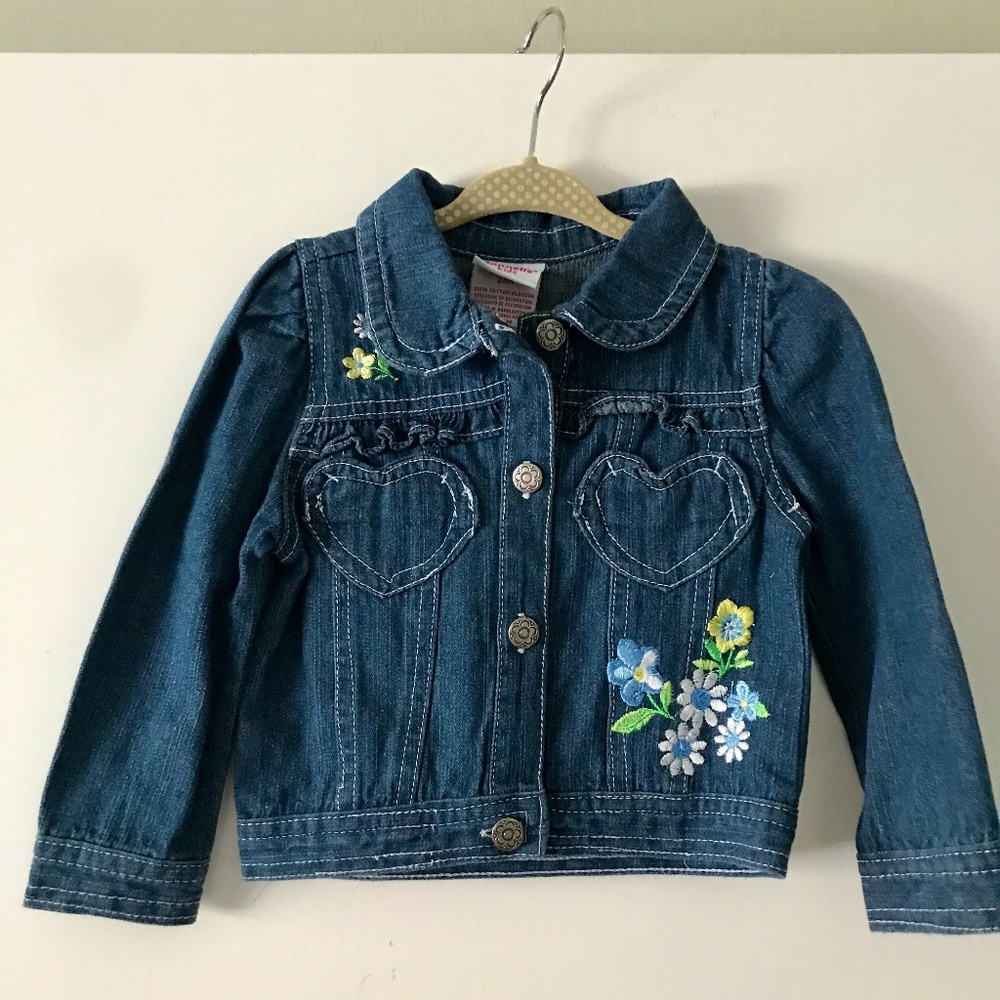 Kids Jean Jacket with Floral Detail